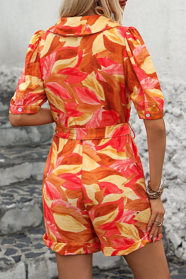 Fashion Printed Short Sleeve Casual Rompers - Image 6