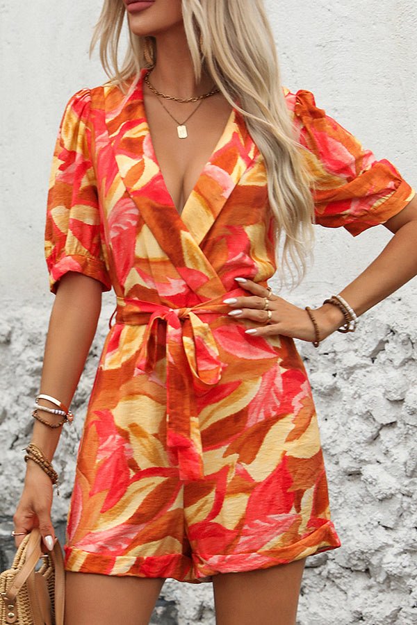 Fashion Printed Short Sleeve Casual Rompers - Image 4