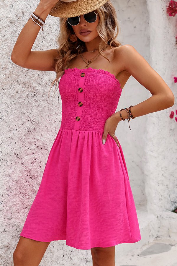 Fashion Solid Smocked Chest Mini Dress - Image 3