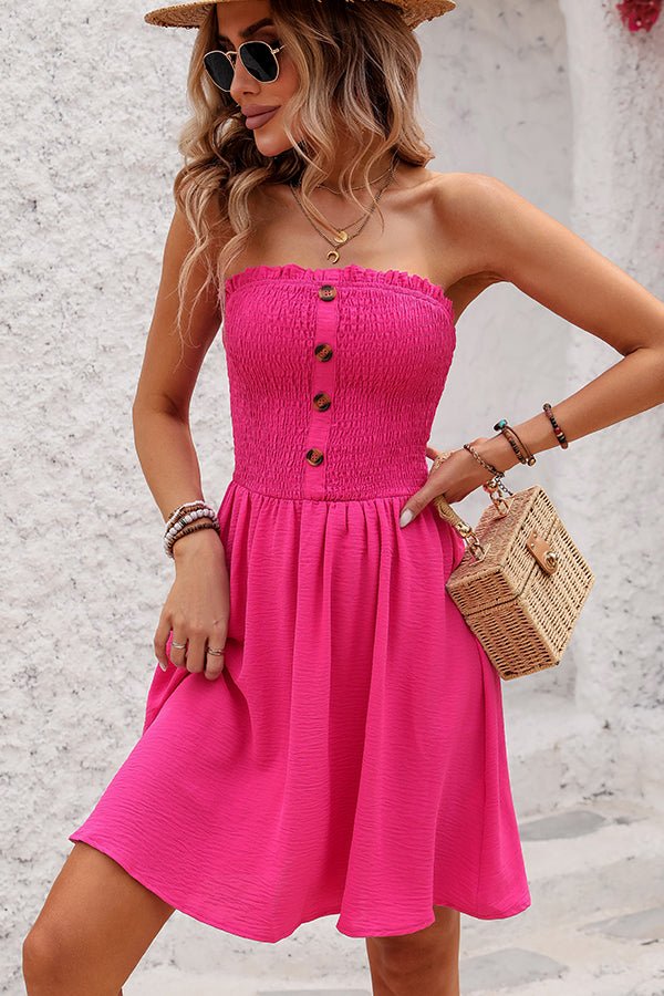 Fashion Solid Smocked Chest Mini Dress - Image 4