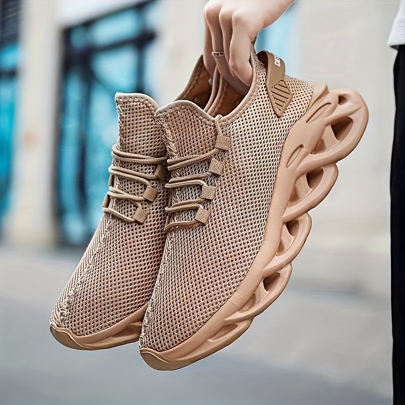 PLUS SIZE Men??s Trendy Woven Knit Breathable Blade Type Sneakers, Comfy Non Slip Lace Up Shoes For Men??s Outdoor Activities - Image 12