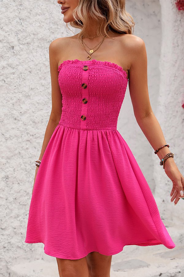 Fashion Solid Smocked Chest Mini Dress