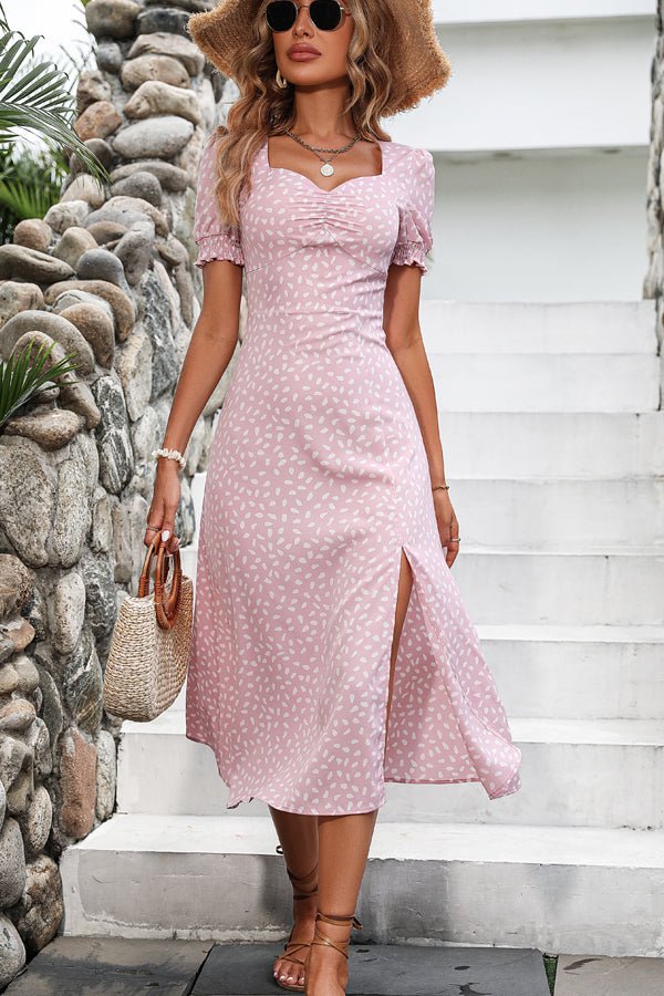 Polka Dots Print Split Side Midi Dress - Image 2