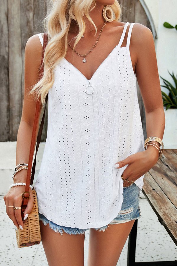 Double Straps V Neck Hollow Casual Tops - Image 6