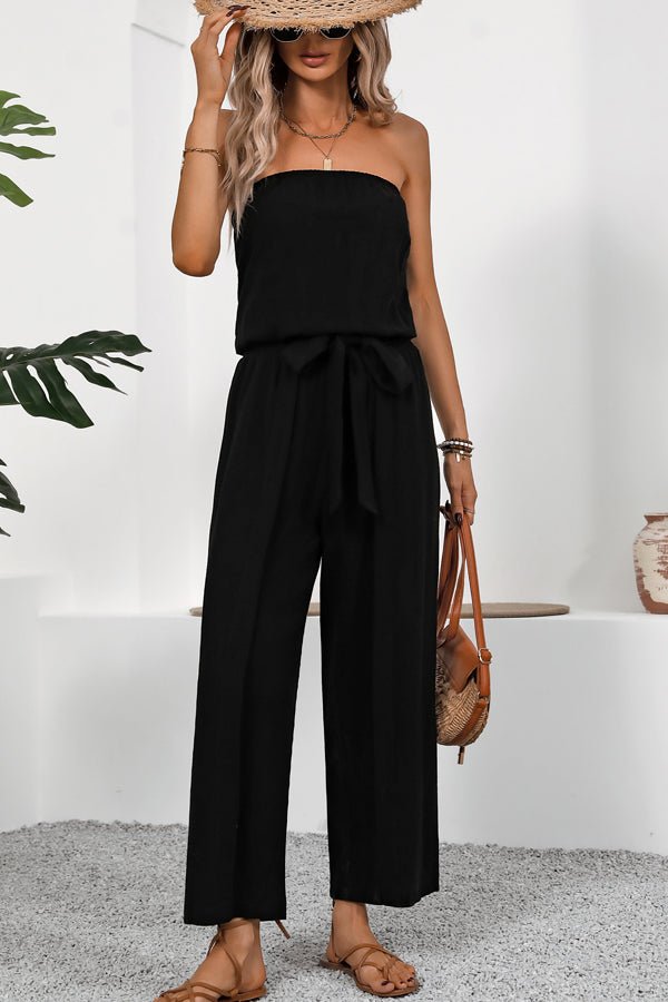 Bandeau High Waist Black Casual Jumpsuits - Image 3