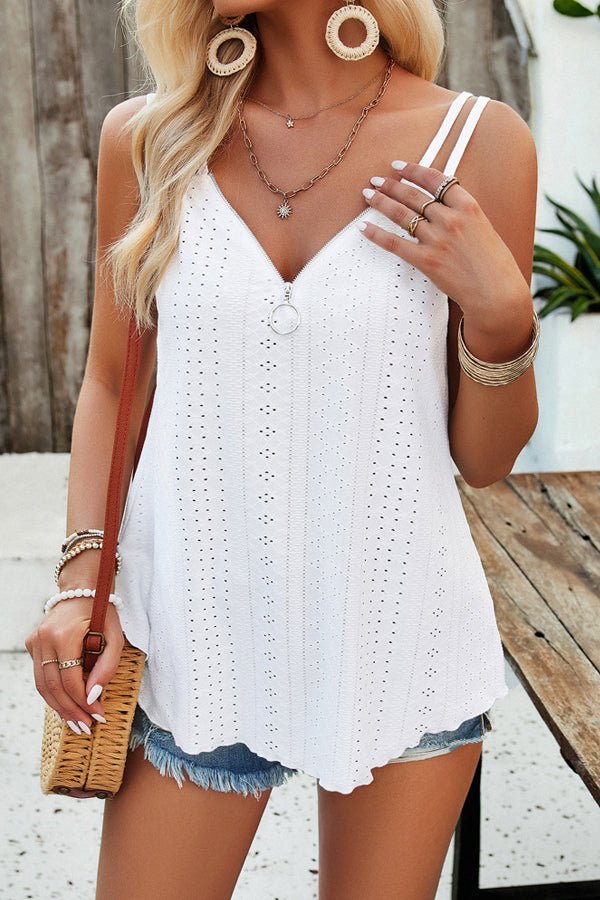 Double Straps V Neck Hollow Casual Tops - Image 3