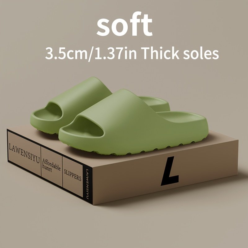 Solid Color EVA Pillow Slides, Lightweight Soft Sole Home Shower Slides, Non-Slip Beach Slides - Image 3