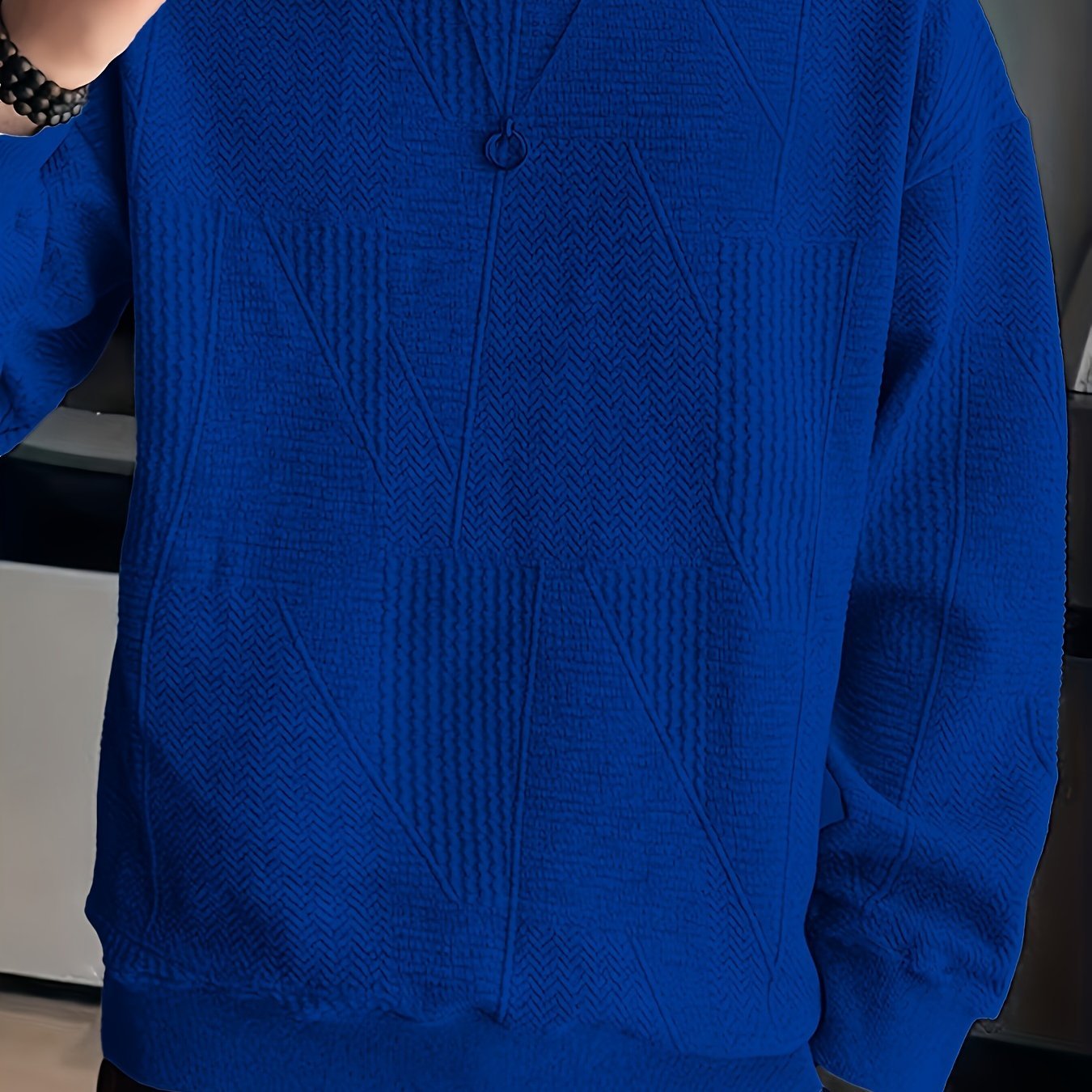 Men??s Crew Neck Long Sleeve Sweatshirt, Casual Wear, Solid Pullover, Men??s Clothing For Spring Fall Winter - Image 4