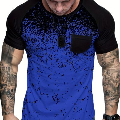 Chic Printed T-shirt, Men??s Casual Street Style Stretch Round Neck Tee Shirt For Summer