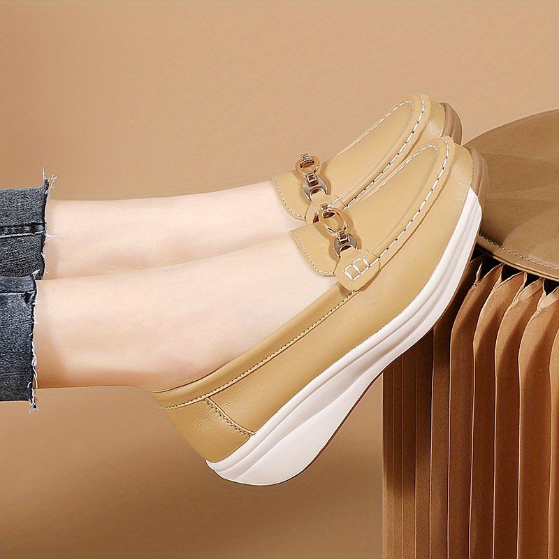 Women??s Casual Loafers, Metallic Buckle Decor Slip On Shoes, Casual Comfortable Soft Sole Walking Shoes - Image 10
