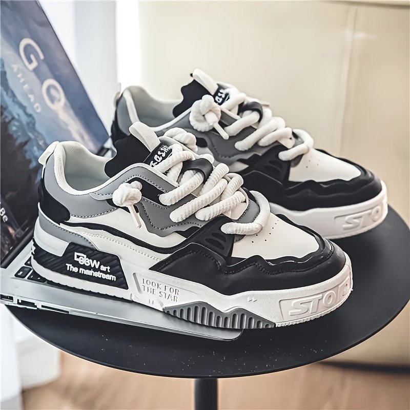 Men??s Trendy Street Style Skate Shoes, Comfy Non Slip Lace Up Casual Platform Sneakers For Men??s Outdoor Activities - Image 2