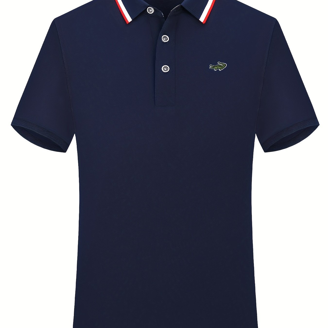 Breathable Embroidered Shirt, Men??s Casual Crocodile Pattern Stripe Lapel Button Up Golf Shirt For Summer - Image 17