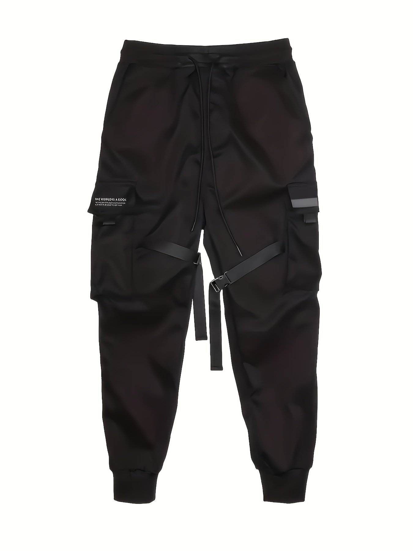Trendy Solid Cargo Pants, Men??s Multi Flap Pocket Trousers, Loose Casual Outdoor Pants, Men??s Work Pants Outdoors techwear Hip Hop Style - Image 11