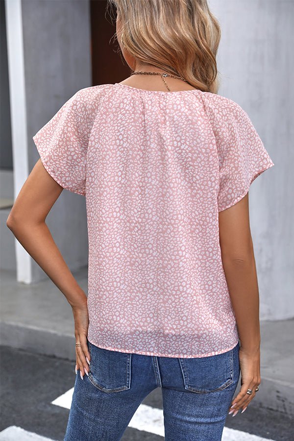 Fashion Leopard Print Knot Front Casual Tops - Image 6