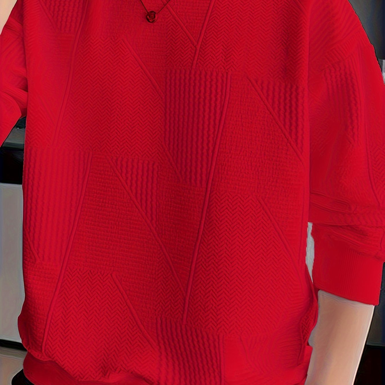 Men??s Crew Neck Long Sleeve Sweatshirt, Casual Wear, Solid Pullover, Men??s Clothing For Spring Fall Winter - Image 5