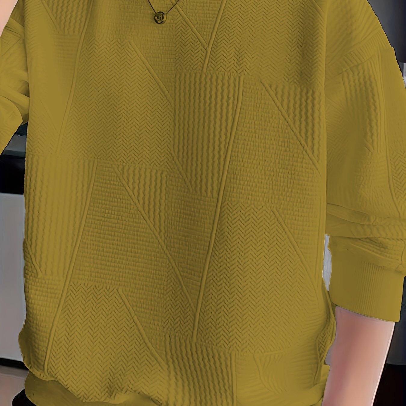 Men??s Crew Neck Long Sleeve Sweatshirt, Casual Wear, Solid Pullover, Men??s Clothing For Spring Fall Winter - Image 6