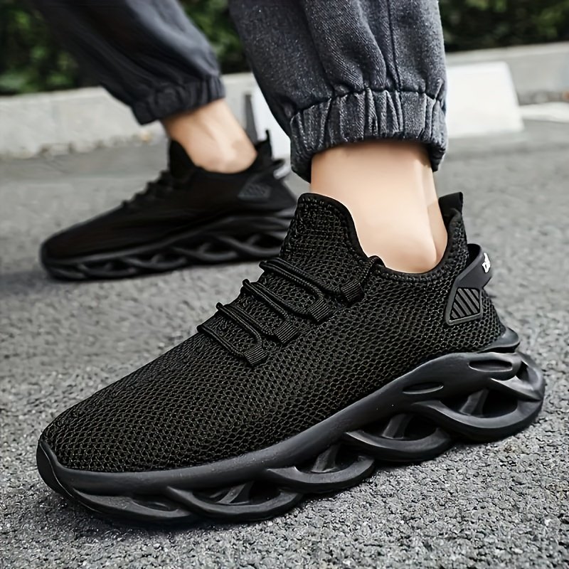 PLUS SIZE Men??s Trendy Woven Knit Breathable Blade Type Sneakers, Comfy Non Slip Lace Up Shoes For Men??s Outdoor Activities - Image 8