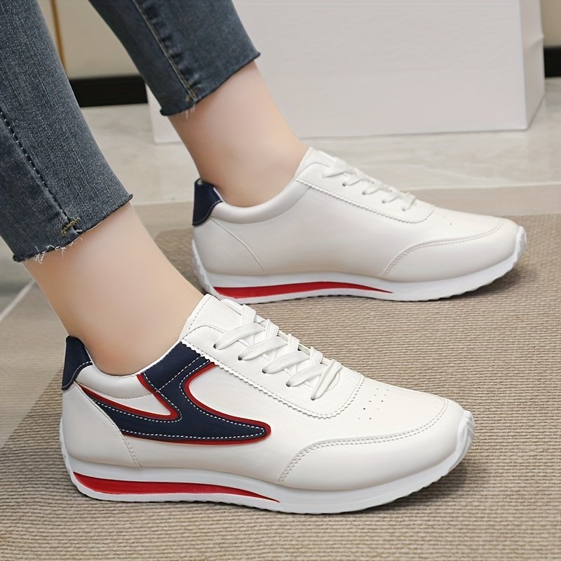 Women??s Colorblock Casual Sneakers, Lace Up Platform Soft Sole Jogging Shoes, Low-top Breathable Fitness Shoes - Image 6