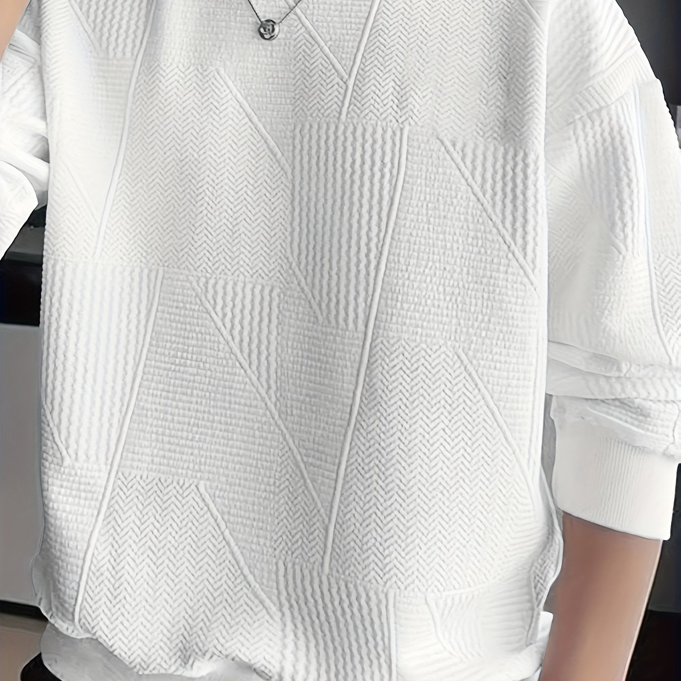 Men??s Crew Neck Long Sleeve Sweatshirt, Casual Wear, Solid Pullover, Men??s Clothing For Spring Fall Winter - Image 2