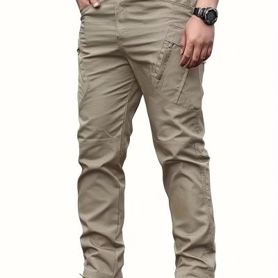 Multi Pocket Men??s Tactical Pants, Loose Casual Outdoor Military Pants Without Belt, Mens Cargo Pants For Hiking