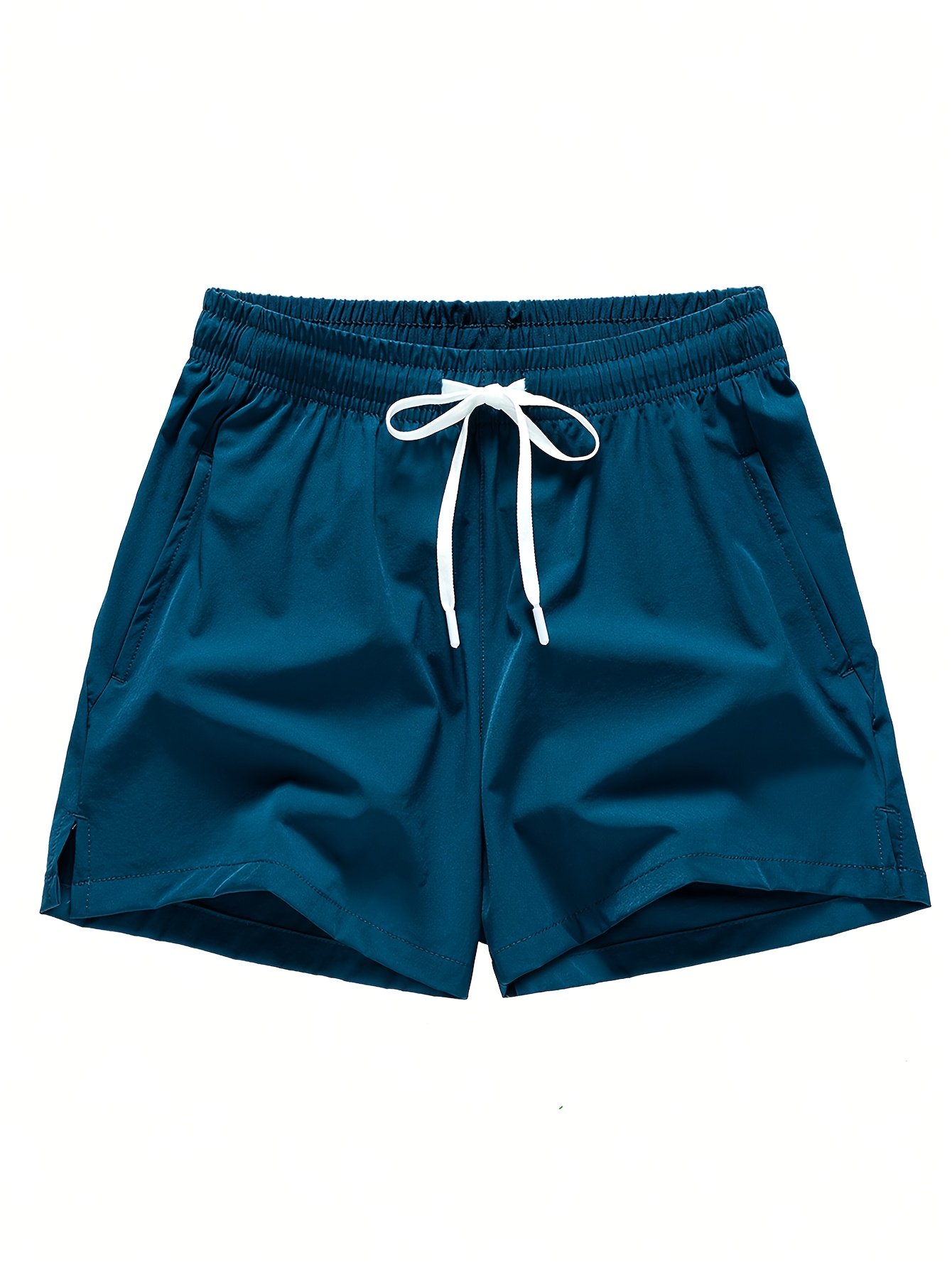 3 Pcs Men??s Loose Solid Shorts With Pockets, Casual Elastic Waist High Stretch Drawstring Shorts For Summer - Image 7