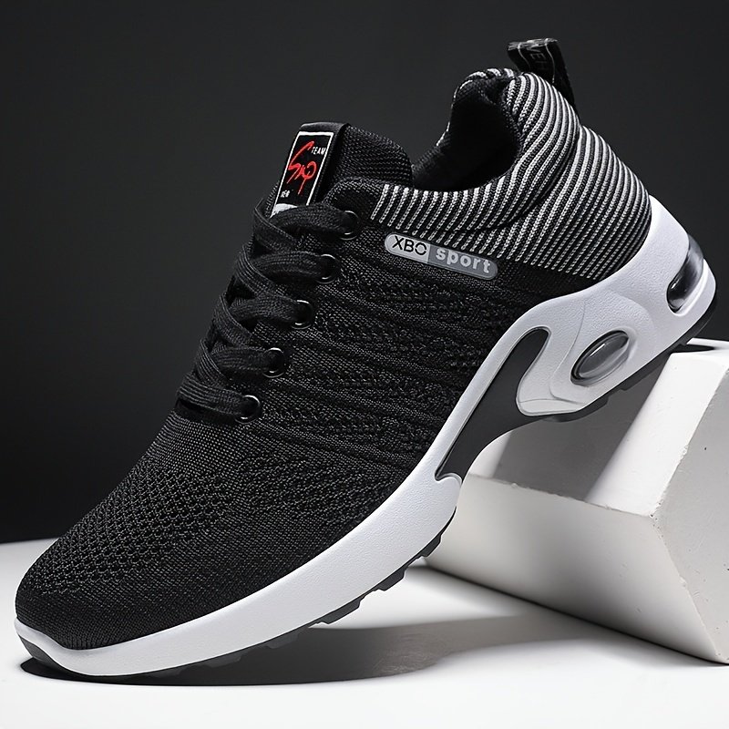 Men??s Trendy Woven Knit Breathable Running Shoes, Comfy Non Slip Lace Up Soft Sole Sneakers For Men??s Outdoor Activities - Image 7