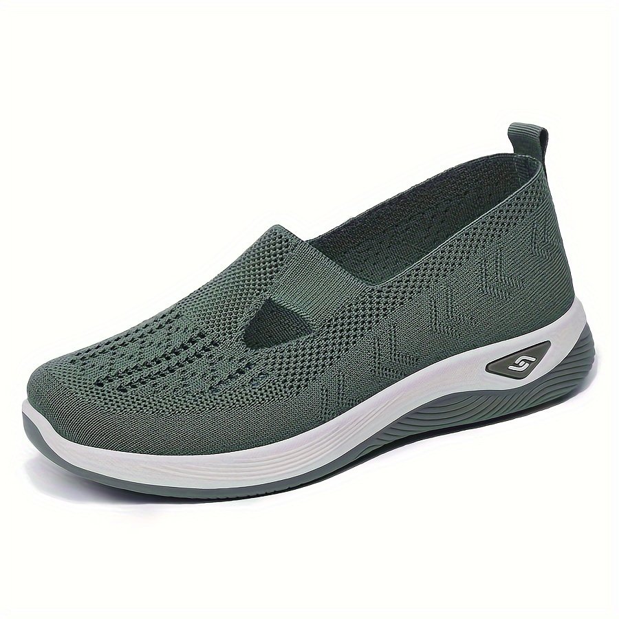 Women??s Solid Color Knitted Sneakers, Soft Sole Platform Casual Walking Shoes, Low-top Breathable Daily Shoes - Image 4