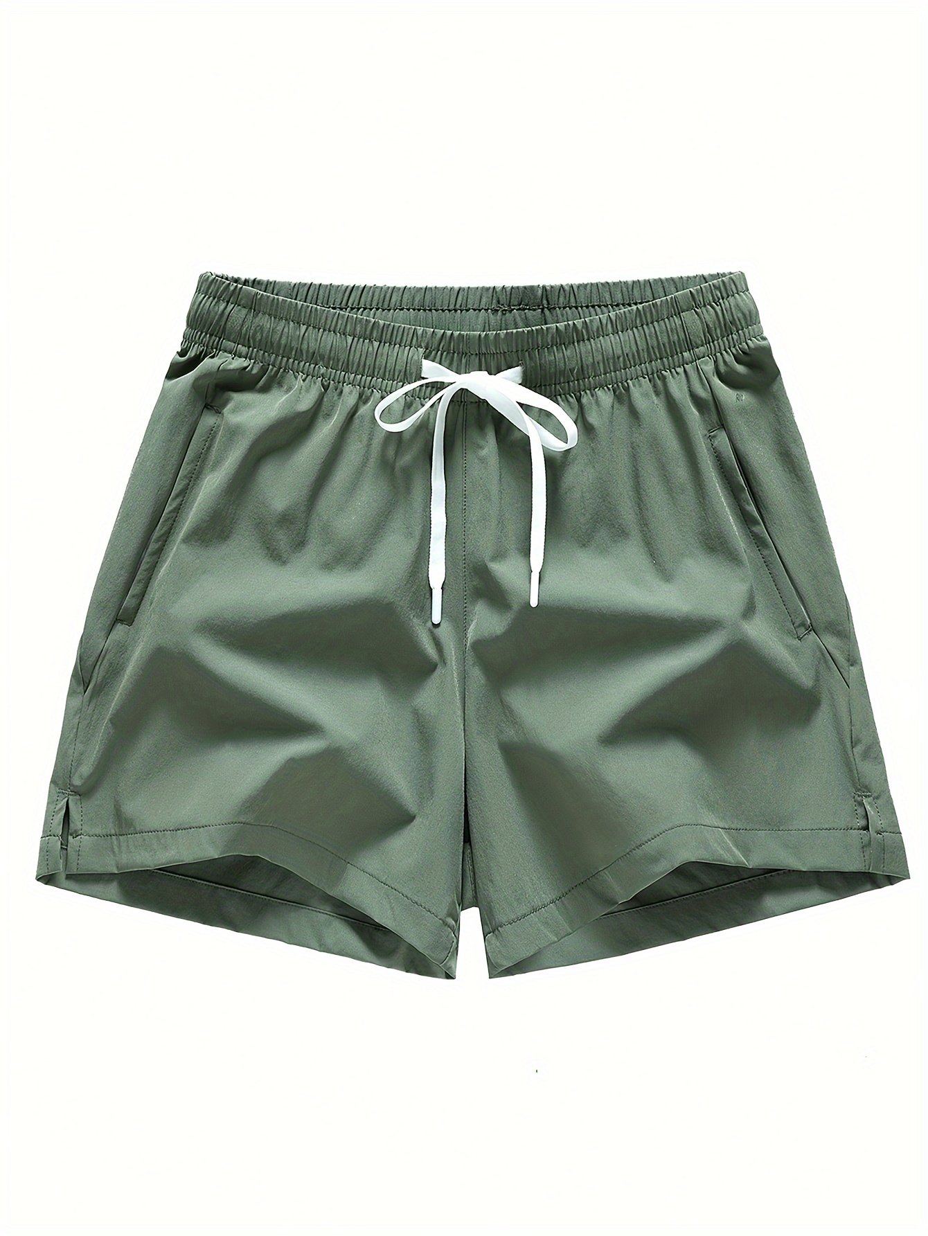 3 Pcs Men??s Loose Solid Shorts With Pockets, Casual Elastic Waist High Stretch Drawstring Shorts For Summer - Image 10