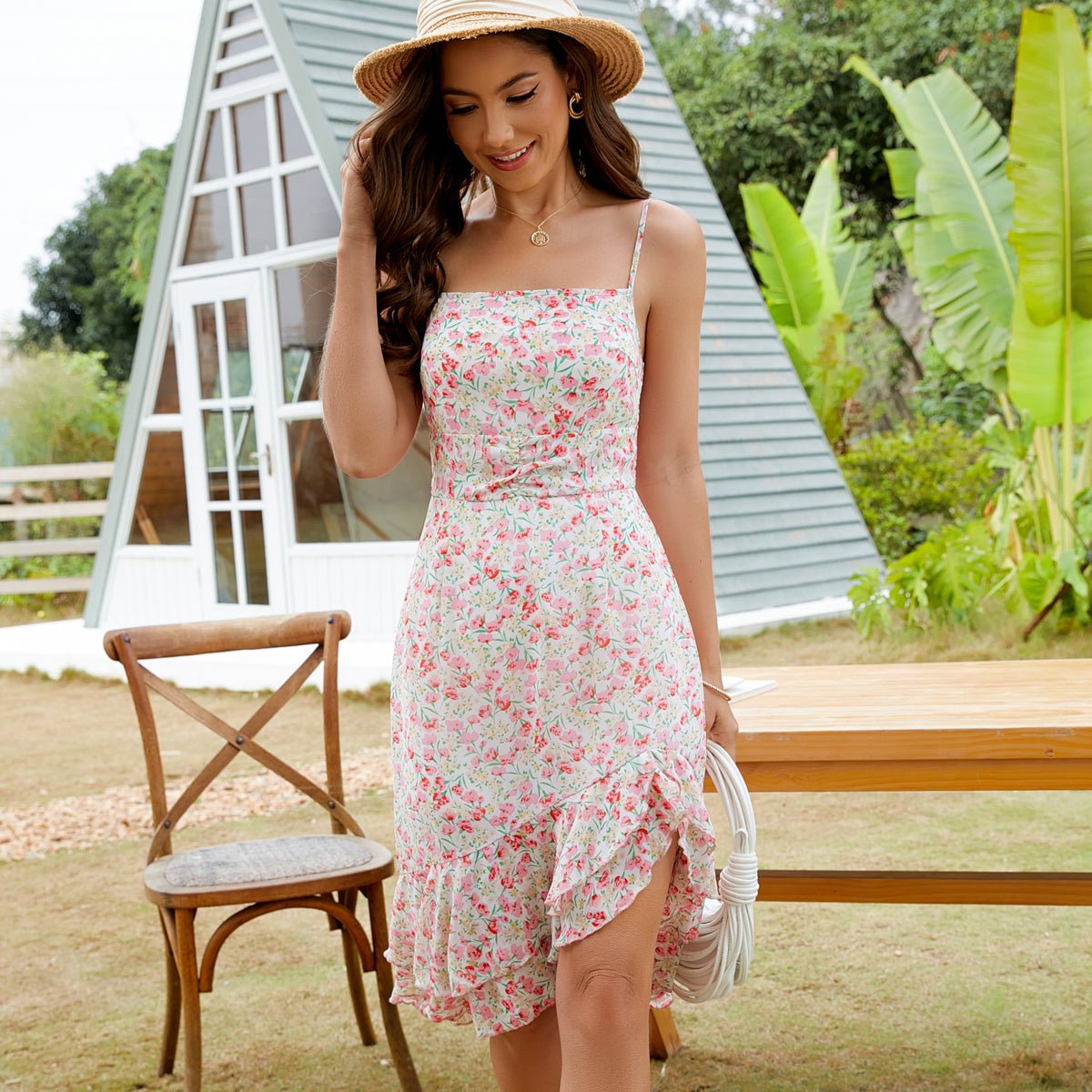 Floral Print Ruffle Hem Sleeveless Dress - Image 6