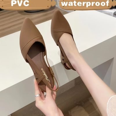 Women??s Solid Color Wedge Heeled Shoes, Fashion Point Toe Platform Shoes, Comfortable Ankle Strap Shoes