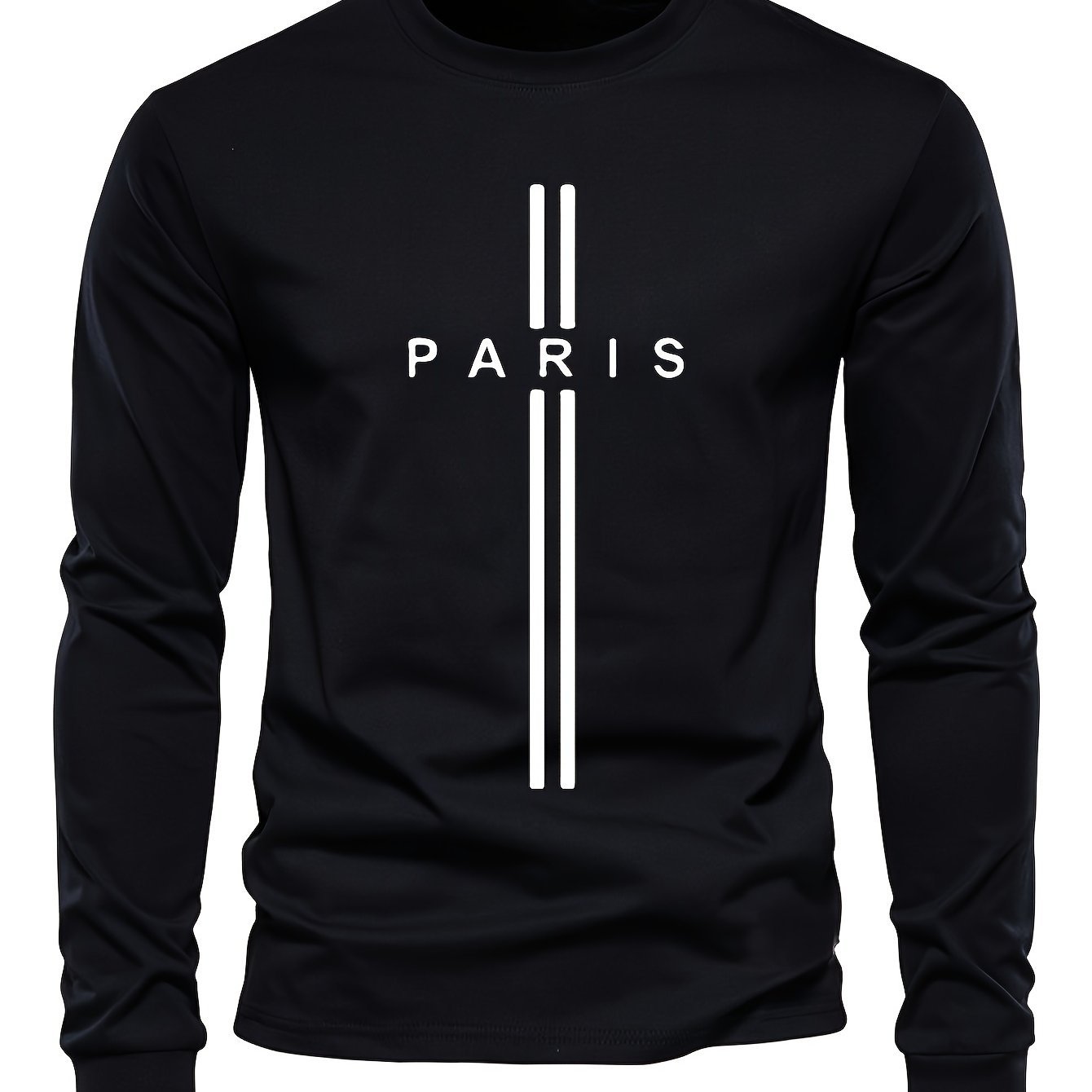 PARIS Print, Men??s Graphic Design Crew Neck Long Sleeve Active T-shirt Tee, Casual Comfy Shirts For Spring Summer Autumn, Men??s Clothing Tops - Image 5