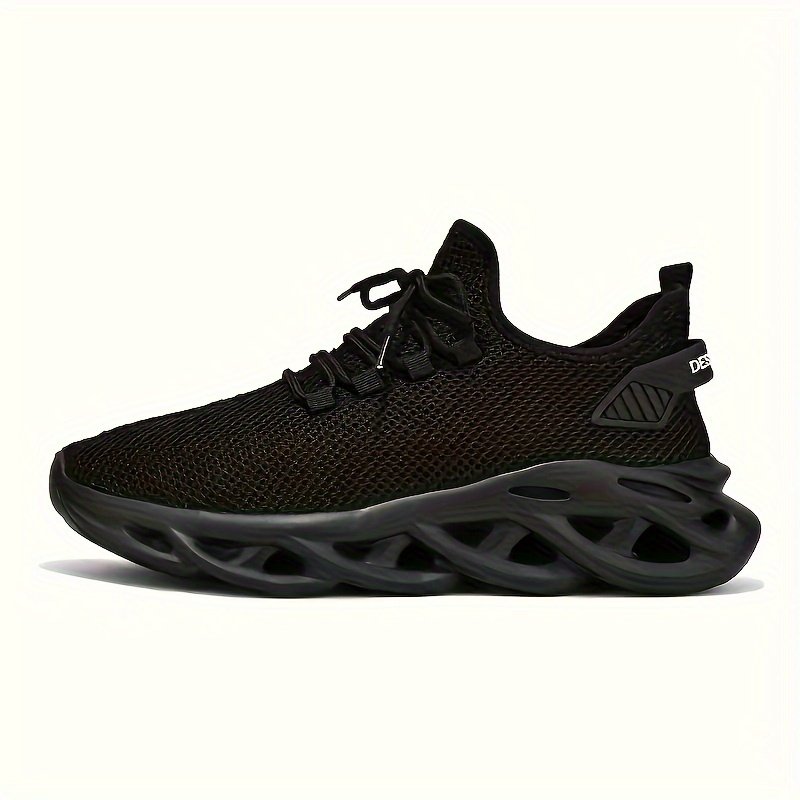 PLUS SIZE Men??s Trendy Woven Knit Breathable Blade Type Sneakers, Comfy Non Slip Lace Up Shoes For Men??s Outdoor Activities - Image 6