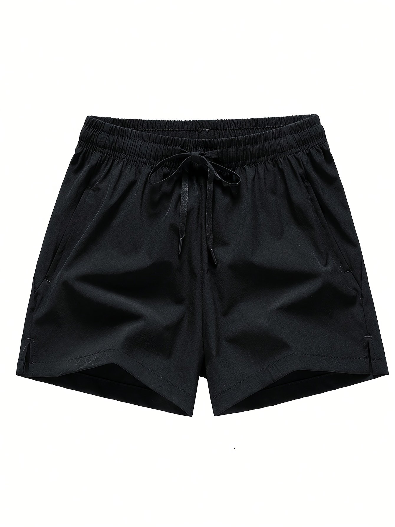 3 Pcs Men??s Loose Solid Shorts With Pockets, Casual Elastic Waist High Stretch Drawstring Shorts For Summer - Image 4