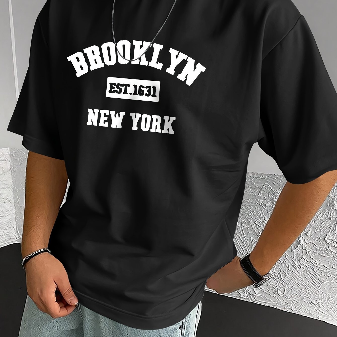 ?? Brooklyn ?? Stylish Print Summer & Spring Tee For Men, Casual Short Sleeve Fashion Style T-Shirt, Sporty New Arrival Novelty Top For Leisure - Image 4