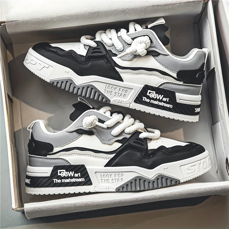 Men??s Trendy Street Style Skate Shoes, Comfy Non Slip Lace Up Casual Platform Sneakers For Men??s Outdoor Activities - Image 3