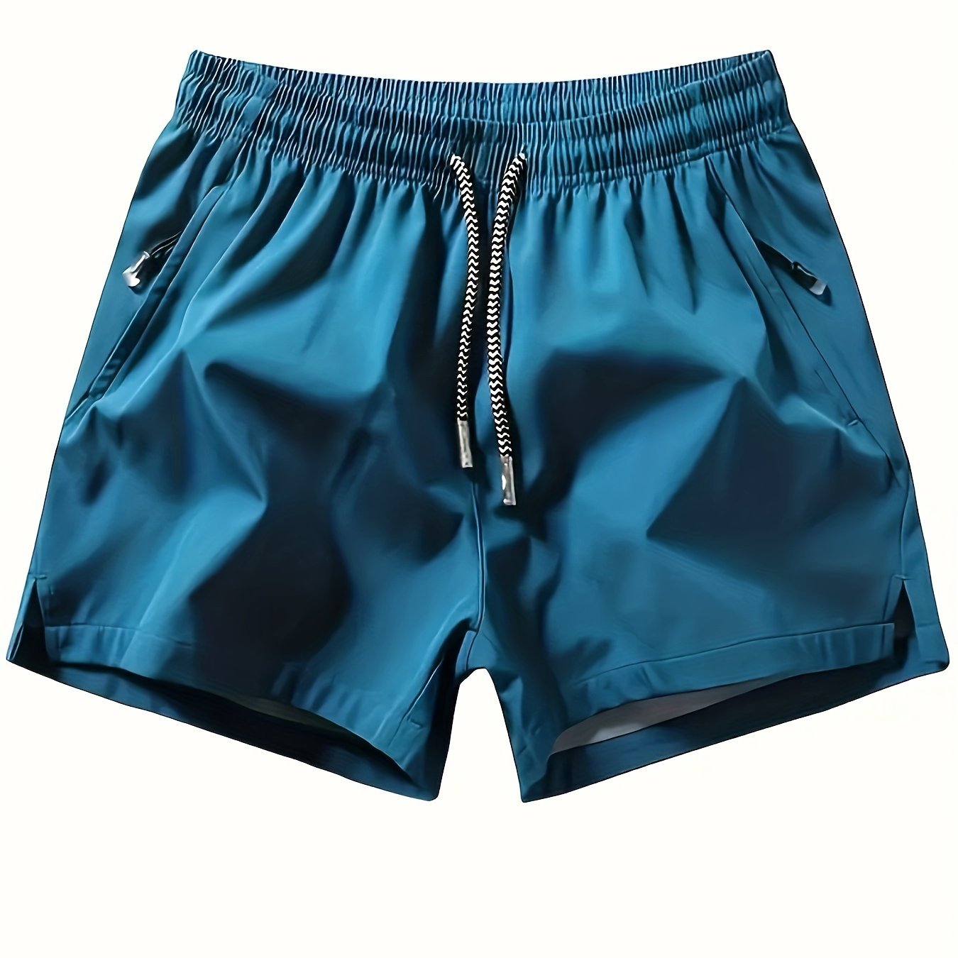 Men??s Zipper Pockets Active Shorts, Casual Waist Drawstring Quick Drying Shorts, Running, Sports, Fitness Quarters - Image 5