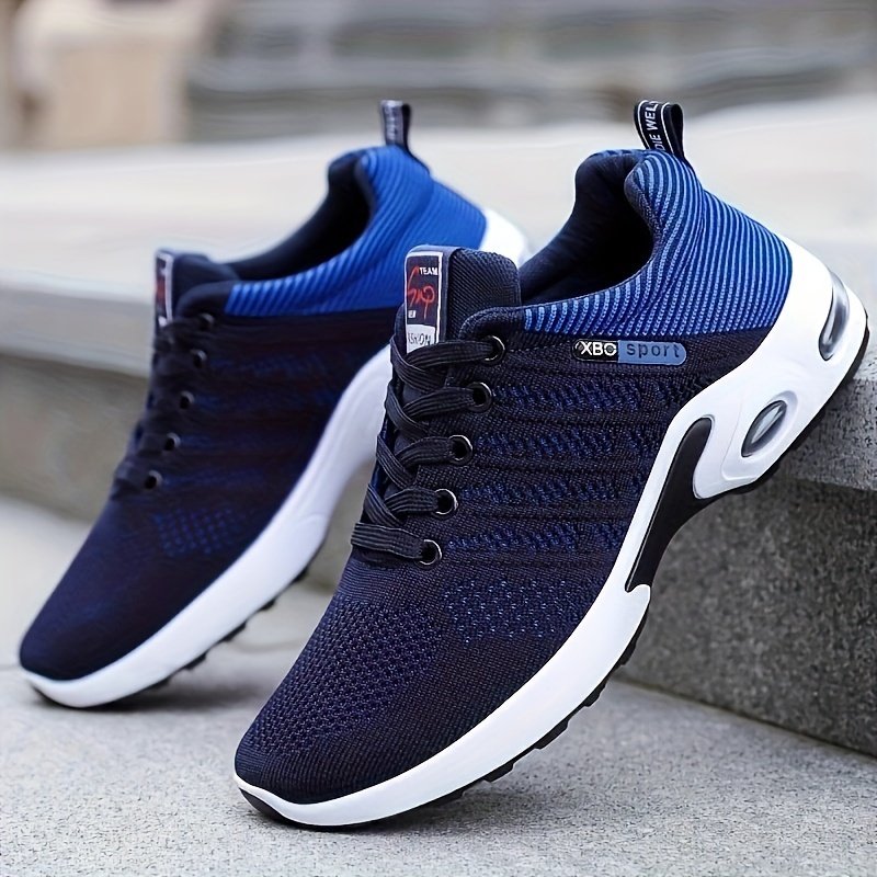 Men??s Trendy Woven Knit Breathable Running Shoes, Comfy Non Slip Lace Up Soft Sole Sneakers For Men??s Outdoor Activities - Image 5