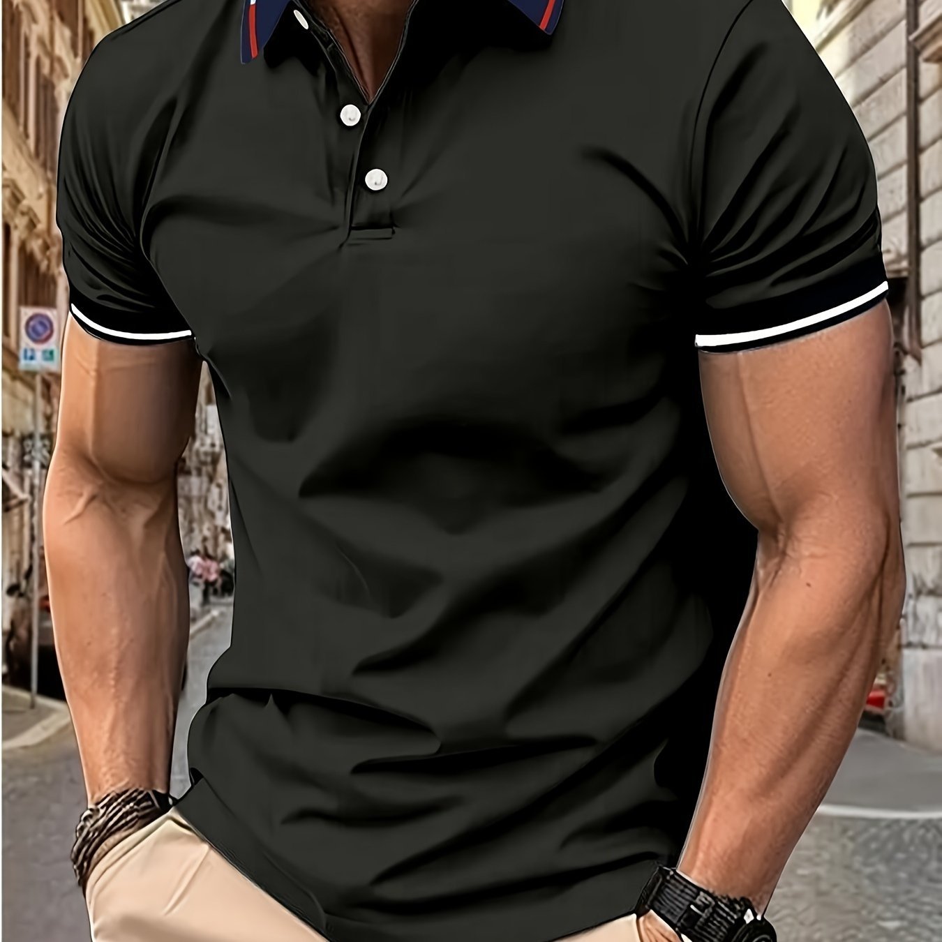 Breathable Contrast Binding Men??s Casual Short Sleeve Lapel Golf Shirt For Summer, Men??s Clothing - Image 11