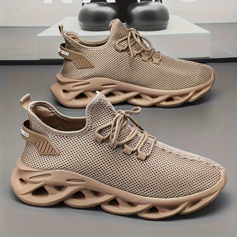 PLUS SIZE Men??s Trendy Woven Knit Breathable Blade Type Sneakers, Comfy Non Slip Lace Up Shoes For Men??s Outdoor Activities - Image 7