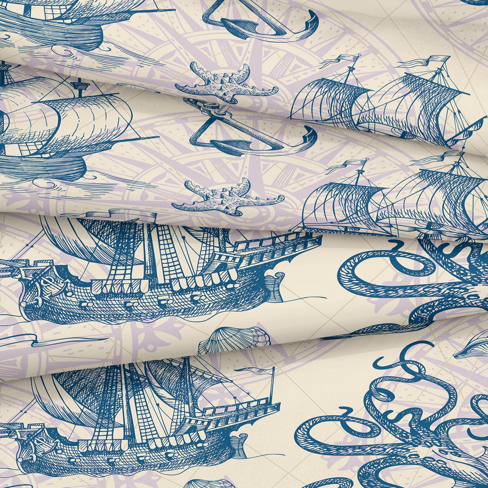Beige 2/3-Piece Nautical Ocean Voyage Duvet Cover Set - Image 3