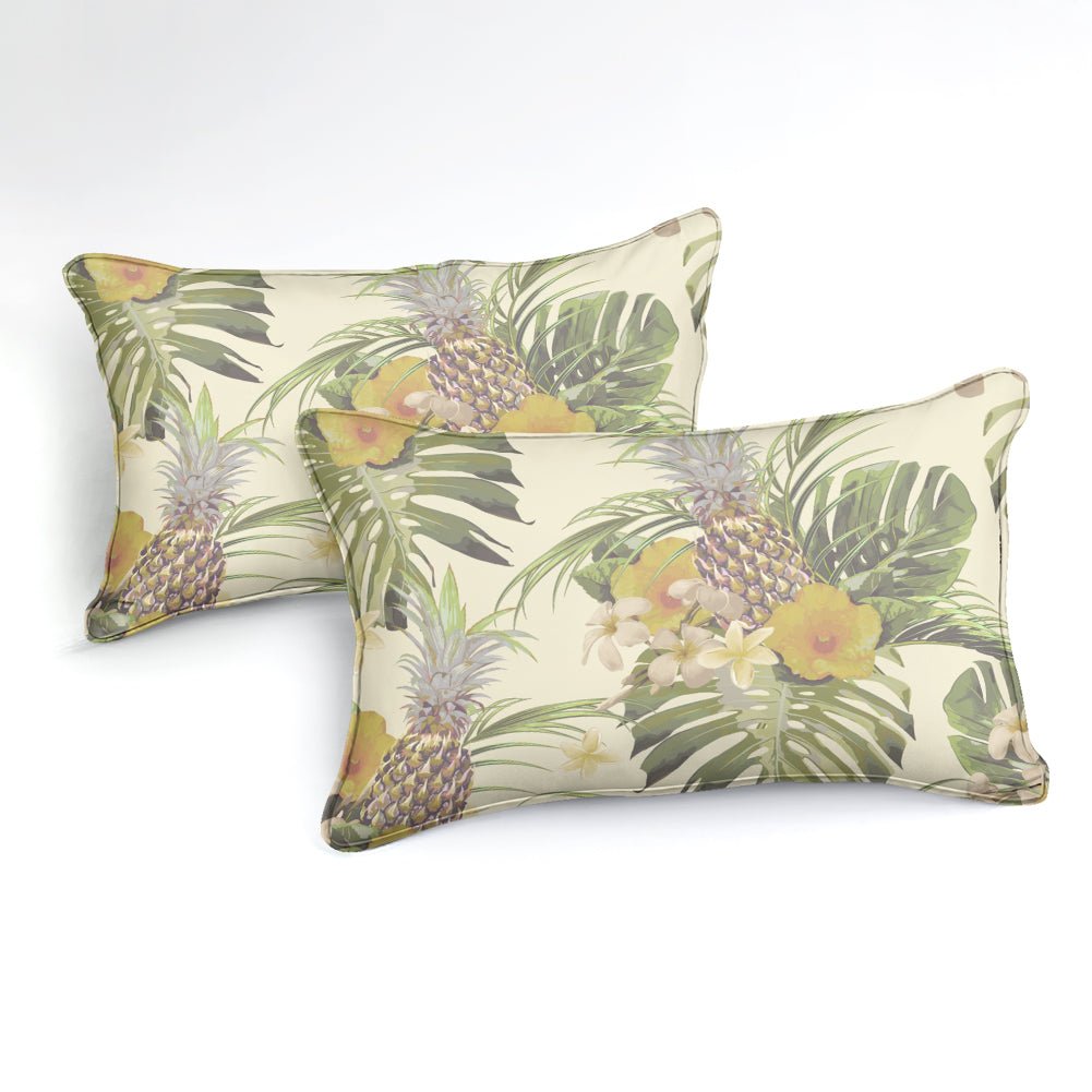 Beige 2/3-Piece Floral Pineapple Print Duvet Cover Set - Image 2