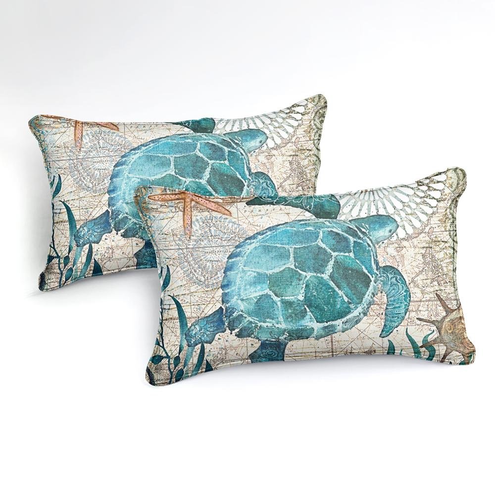 2/3-Piece Mediterranean Sea Turtle Print Duvet Cover Set - Image 2