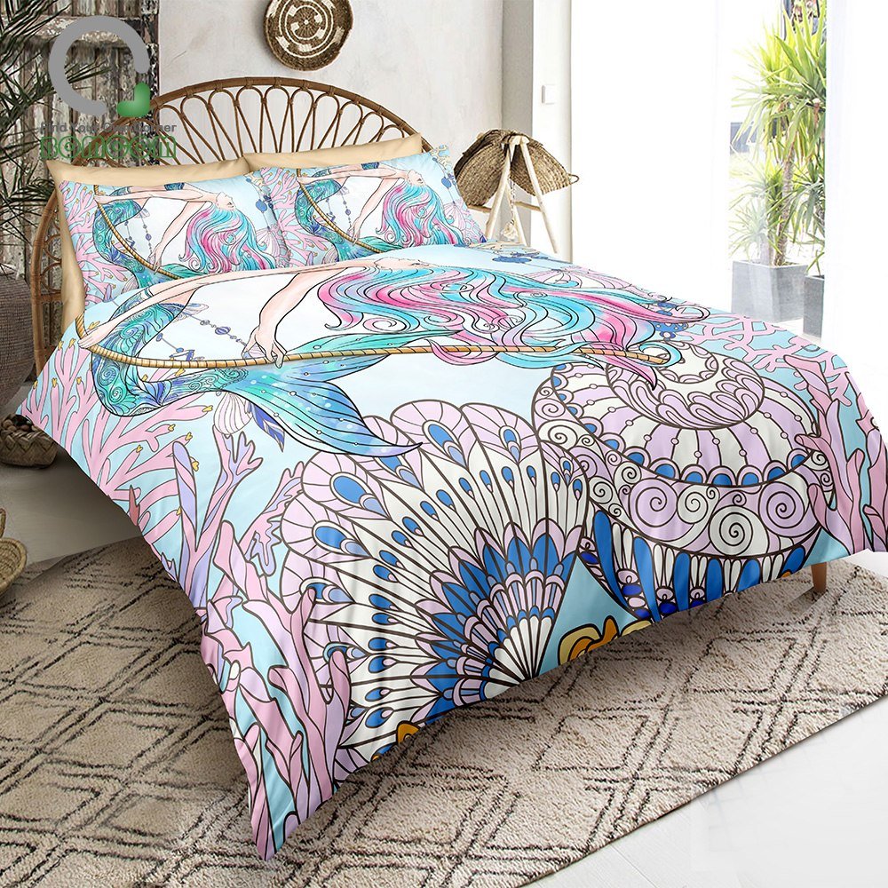 2/3-Piece Boho Swinging Mermaid Duvet Cover Set - Image 2