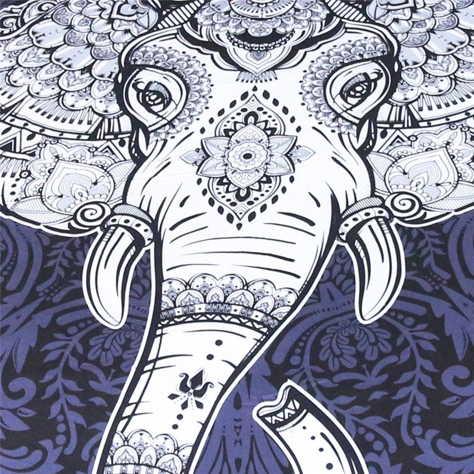 Black & White 3-Piece Bohemian Elephant Duvet Cover Set - Image 2