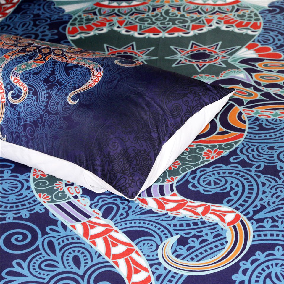Blue 3-Piece Bohemian Octopus Print Duvet Cover Set - Image 2