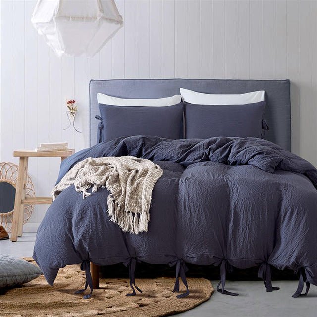 2/3-Piece Boho Ribbon Duvet Cover Set w/ Bows - Image 12