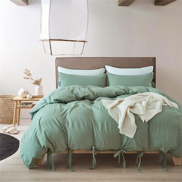 2/3-Piece Boho Ribbon Duvet Cover Set w/ Bows - Image 10