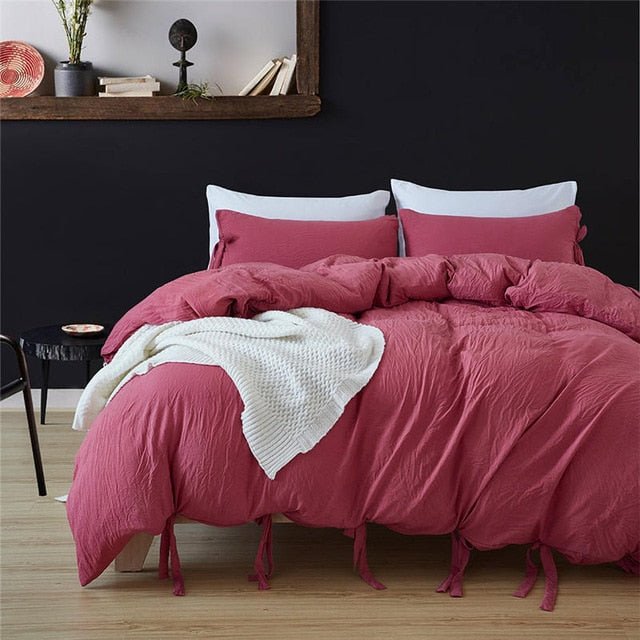 2/3-Piece Boho Ribbon Duvet Cover Set w/ Bows - Image 14