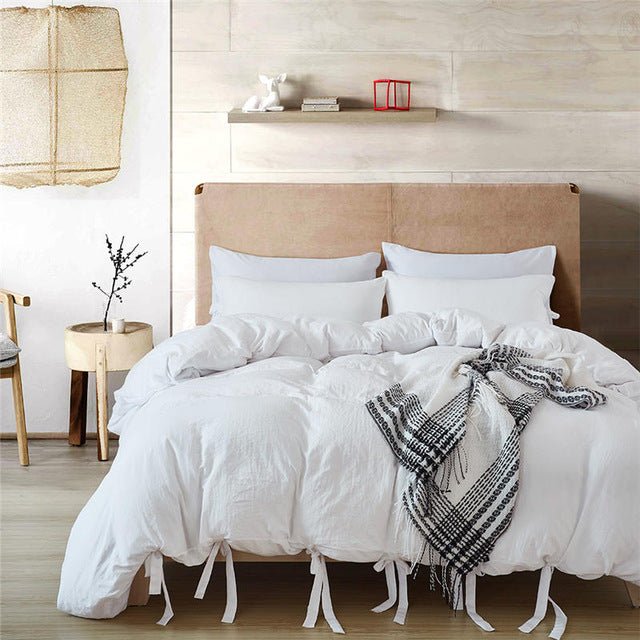 2/3-Piece Boho Ribbon Duvet Cover Set w/ Bows - Image 8