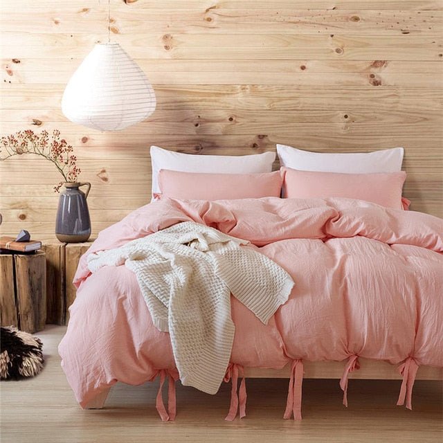 2/3-Piece Boho Ribbon Duvet Cover Set w/ Bows - Image 13